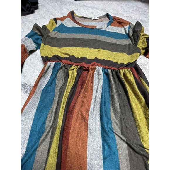 Egy California Women's Size XL Mocha & Blue Striped Dress - Picture 2 of 7